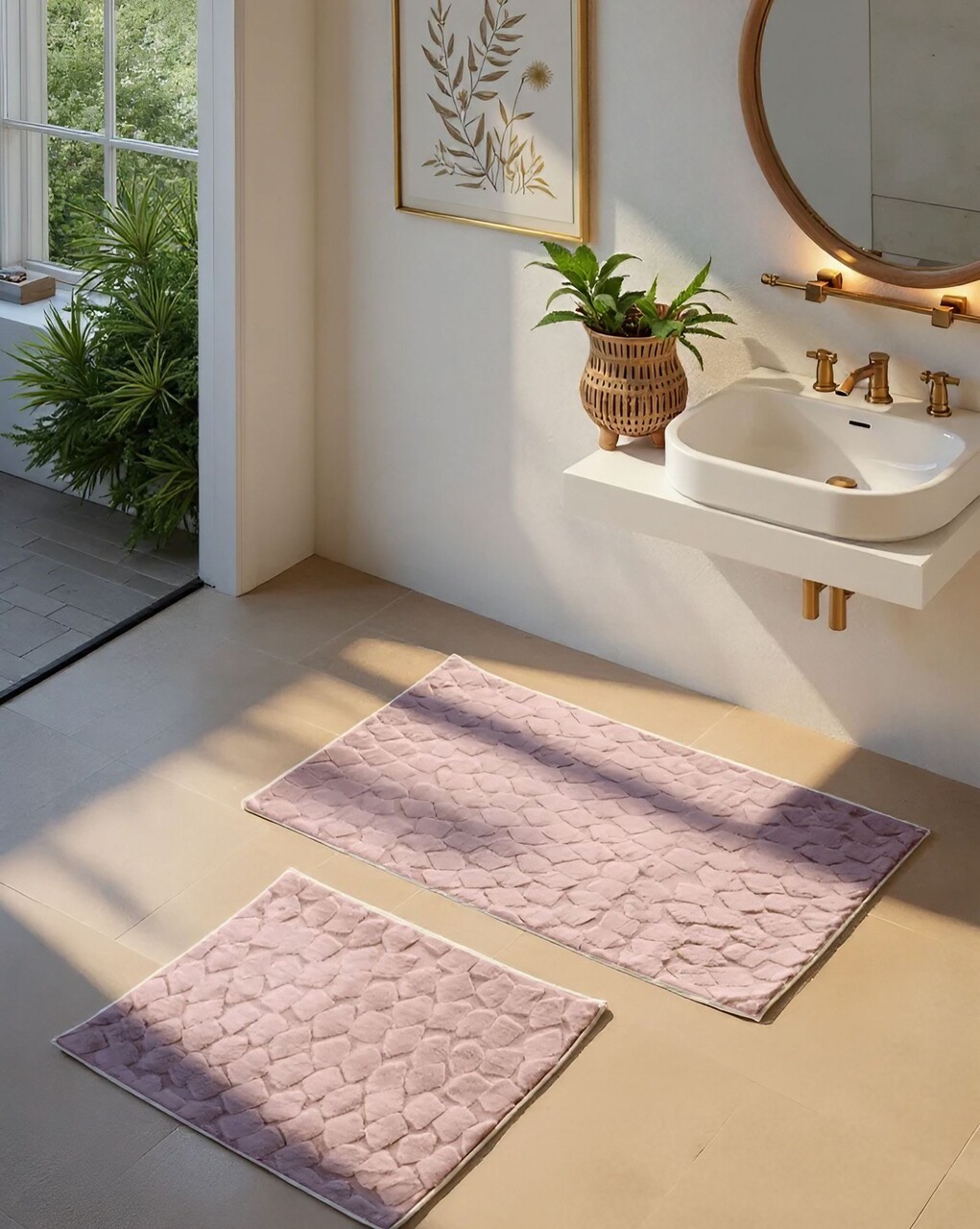 Set covorase de baie, L'essentiel Maison, Rabbit, Roz - imagine 6